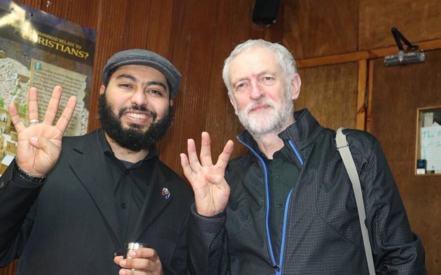 Corbyn's MB Rabi'ah salute